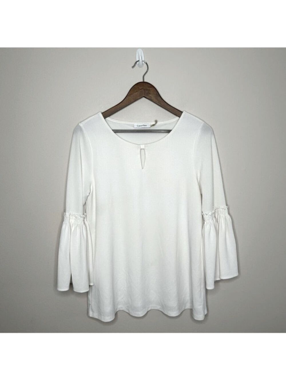 Calvin Klein White Blouse Small Bell Sleeve